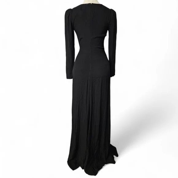 Reformation Gatsby Plunge Neckline Long Sleeve Maxi Dress In Black Size 2 NWT Reformation Gatsby Plunge Neckline Long Sleeve Maxi Dress In Black Size 2 NWT